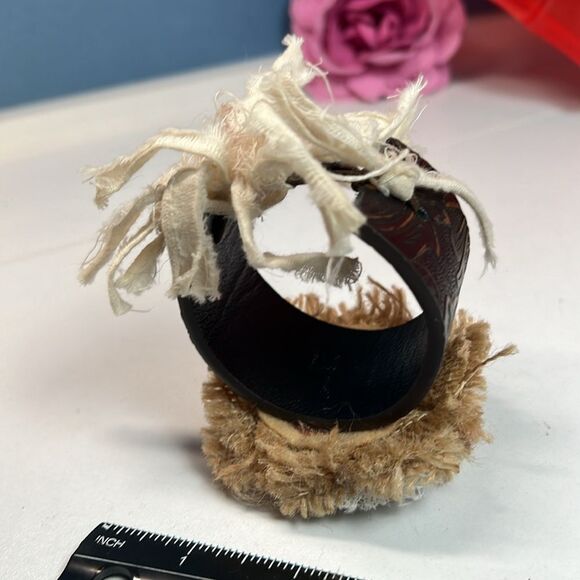 Handmade Steam Punk Cameo Leather Cuff Bracelet Conversation Starter - Picture 5 of 6